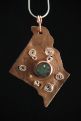 Turqoise-Inlaid Copper Pendant w/ Silver Wire