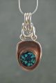 Turqoise & Lapis -Inlaid Copper & Silver Pendant