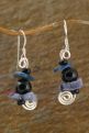 Silver, Mother-of-Pearl, Black Onyx, & Dyed Wool Felt Earrings